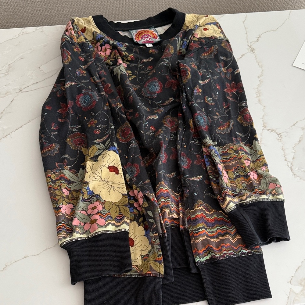 Johnny Was Black Floral Tunic